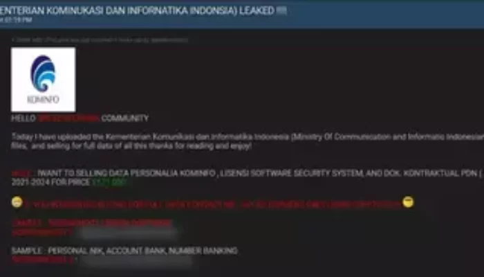 Data Sensitif Kominfo Dijual Rp2 M di Internet