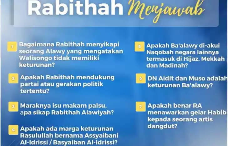 Rabithah Alawiyah Buka Suara Soal 7 Isu, Dari Wali Songo Hingga Rhoma Irama