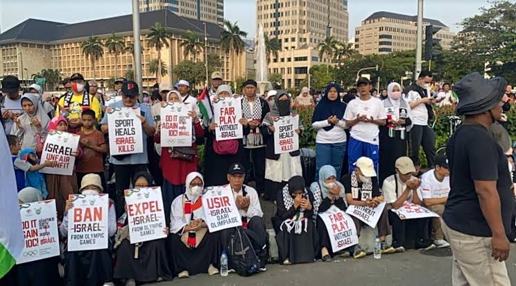 Ribuan Massa ARI-BP Gelar Aksi damai Tolak Israel Berlaga di Olimpiade Paris