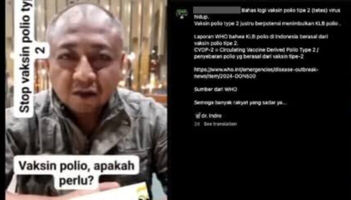 Hoaks KLB Polio Disebabkan Vaksin Polio Tipe-2