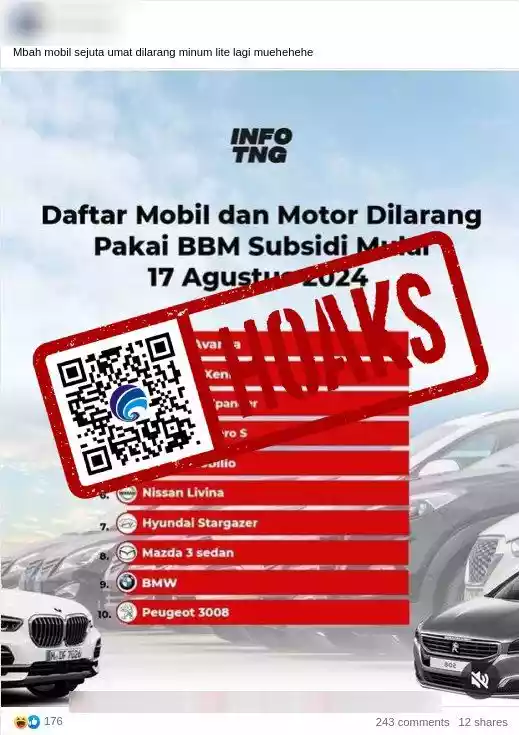 Beredar Daftar Mobil yang Dilarang Gunakan BBM Bersubsidi, Ternyata Hoaks! Ini Faktanya