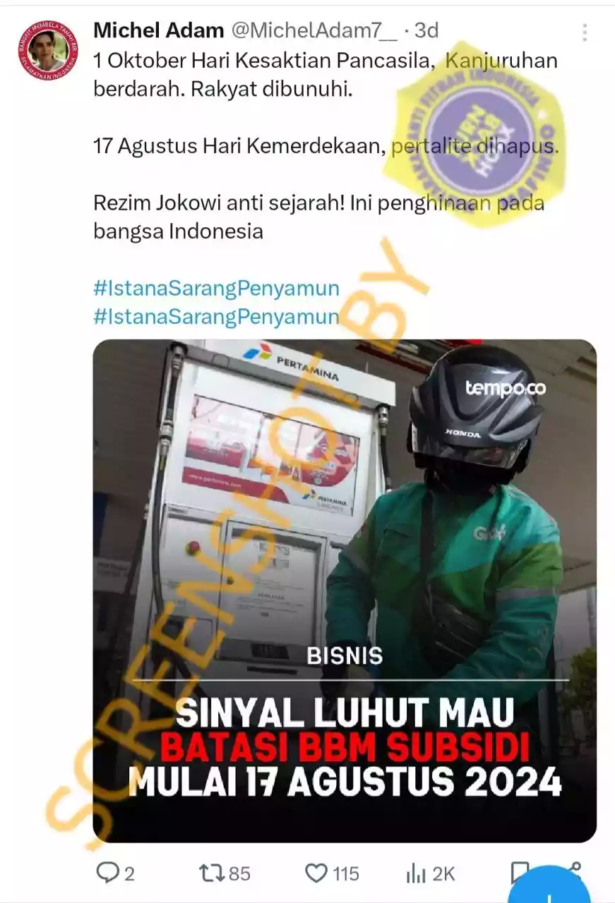 Hoaks Pertalite Dihapus 17 Agustus 2024