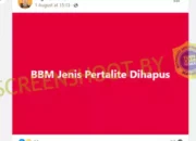 Hoaks BBM Jenis Pertalite Dihapus