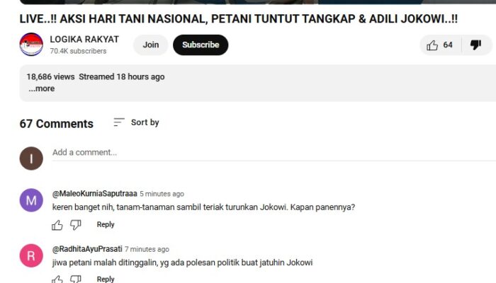 Tunggangi Hari Tani Nasional, Konten Buruh Jumhur Banjir Dislike & Hujatan dari Netizen