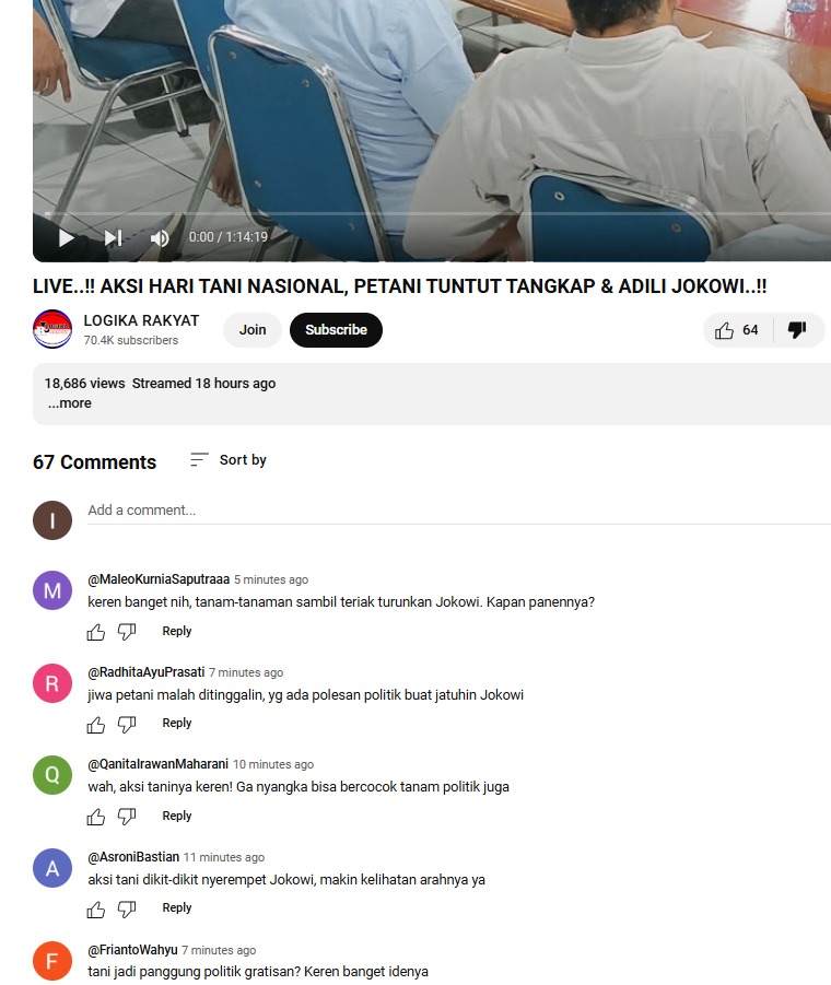 Tunggangi Hari Tani Nasional, Konten Buruh Jumhur Banjir Dislike & Hujatan dari Netizen