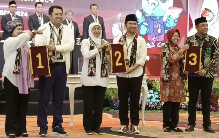 Nomor Urut Pilgub Jatim : Luluk-Lukman ke-1, Khofifah-Emil 2 dan Risma-Gus Hans ke-3