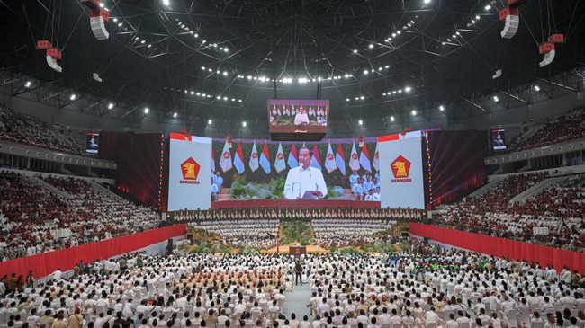 Penutupan Rapimnas Gerindra, Kader Kompak Nyanyikan Terima Kasih Jokowi