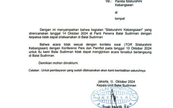 Silaturahmi Kebangsaan Dibatalkan, Balai Sudirman: Acara Tidak Sesuai dengan Konteks Awal (TOR Silaturahmi Kebangsaan)
