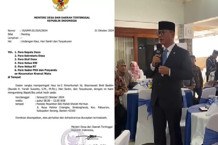 Baru Jabat 2 Hari Langsung Gunakan Kop Kementerian untuk Acara Pribadi, Mendes Yandri Susanto Dirujak Netizen