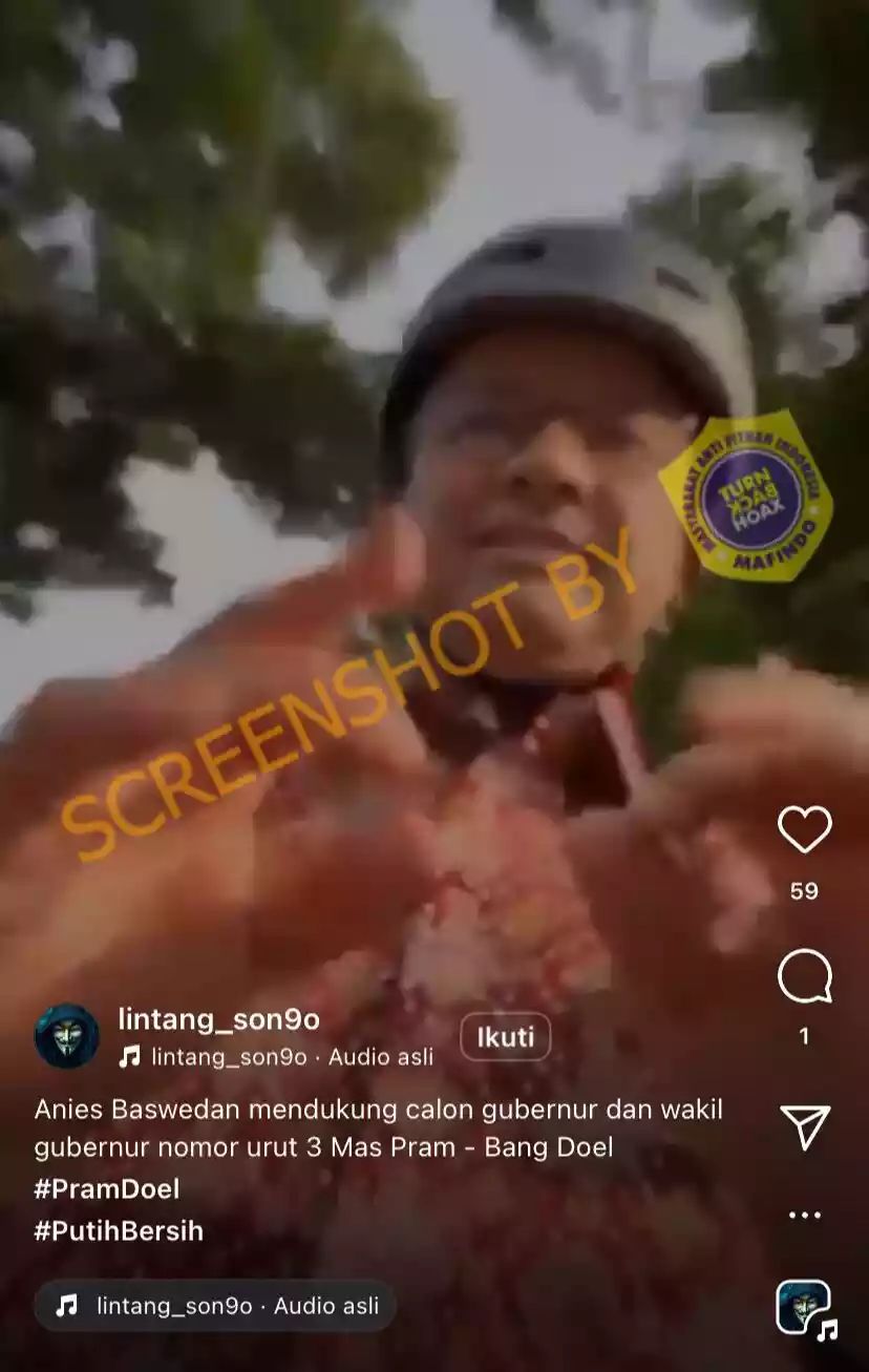 Anies Acungkan 3 Jari, Dukung Pramono-Rano? Cek Faktanya