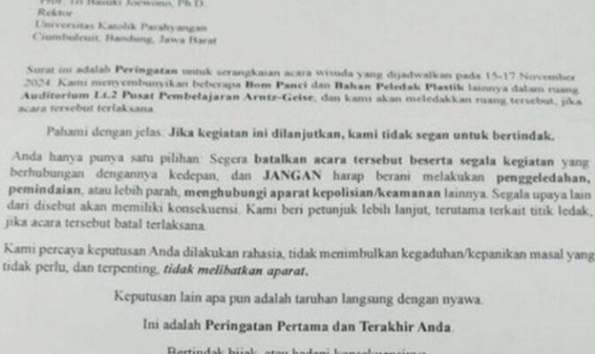 Unpar Bandung Mendapat Teror Bom