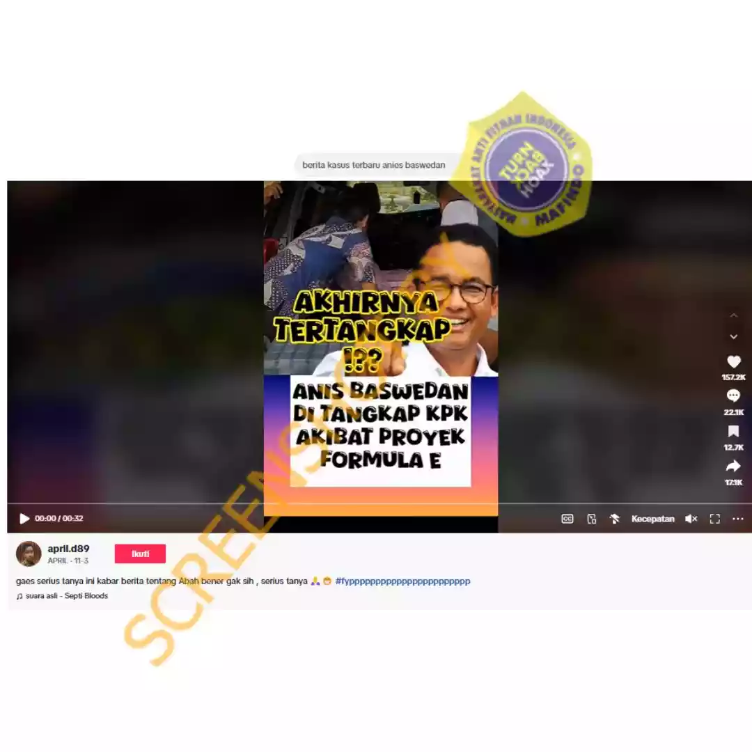 Hoaks Anies Baswedan Ditangkap KPK Terkait Kasus Formula E