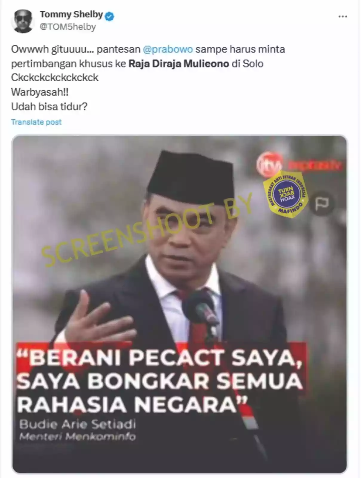 Hoaks Budi Arie Ancam Bongkar Rahasia Negara Bila Dipecat