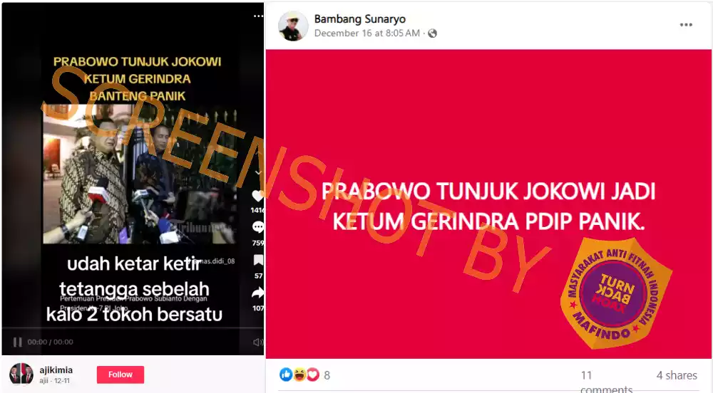Hoaks Prabowo Tunjuk Jokowi Jadi Ketum Gerindra
