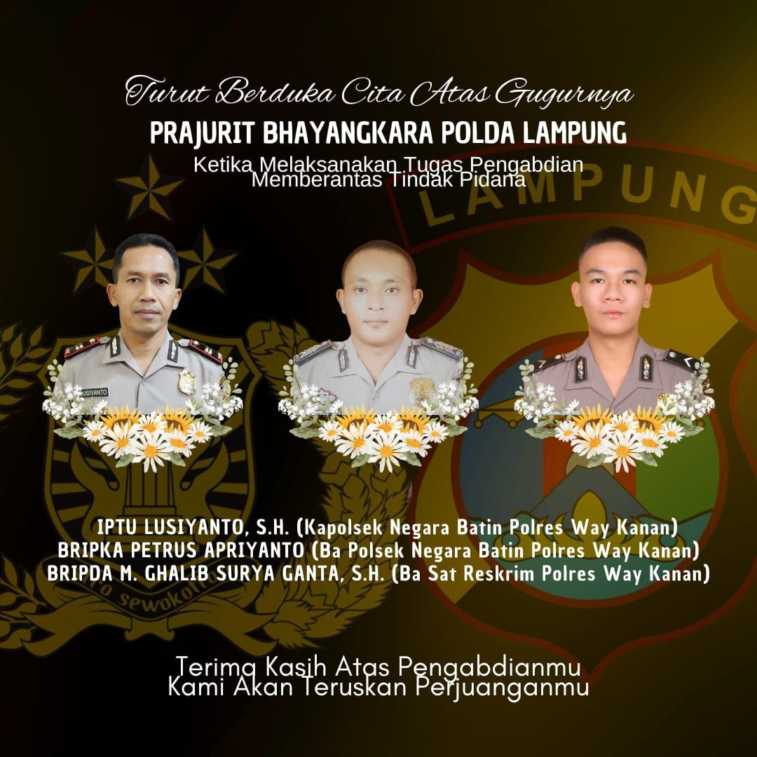 Innalillahi, 3 Polisi di Way Kanan Tewas Tertembak Saat Gerebek Judi Sabung Ayam, Salah Satunya Kapolsek
