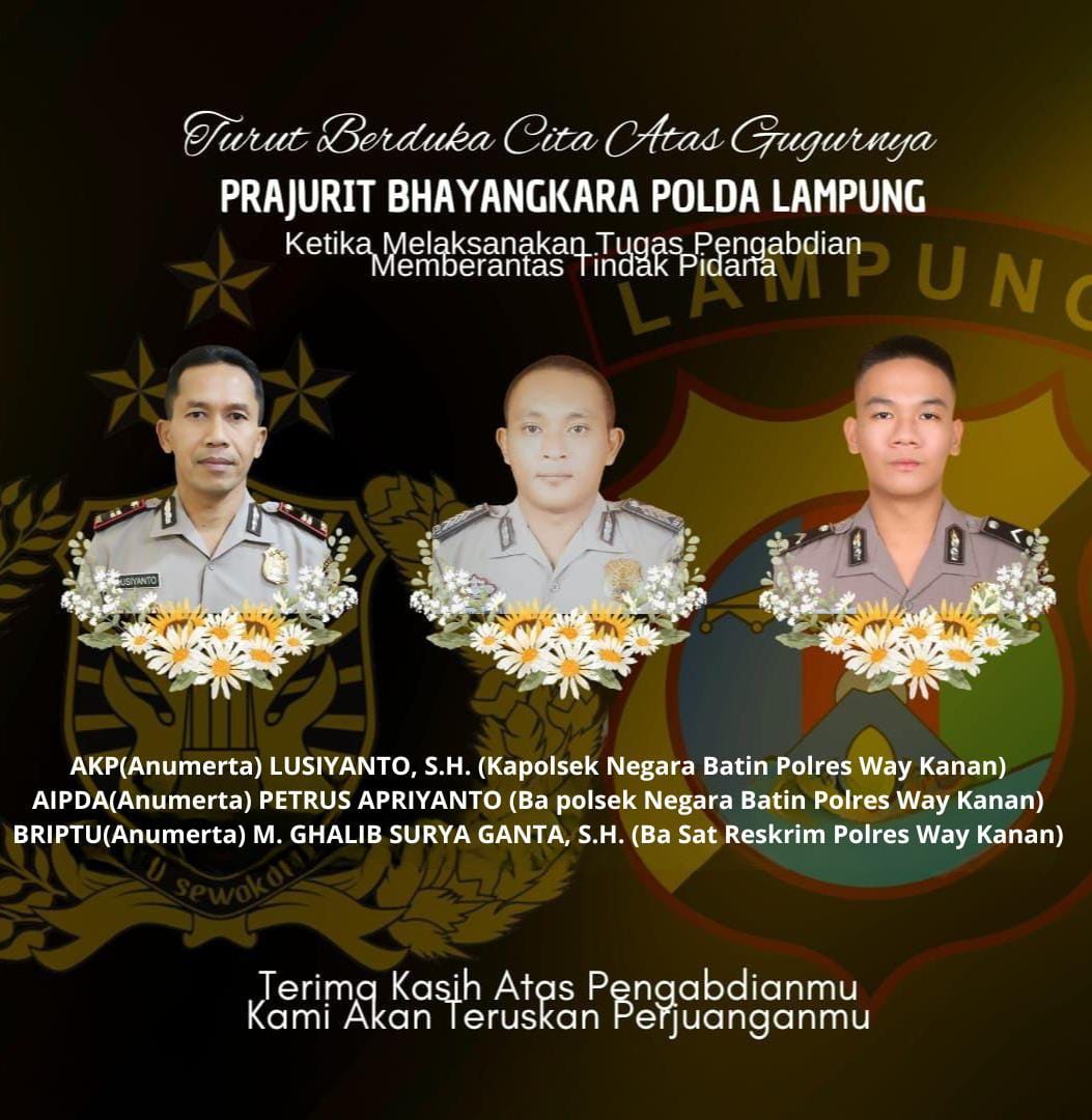Surat KPLB 3 Polisi yang Gugur saat Bubarkan Sabung Ayam di Lampung Diantarkan Jenderal