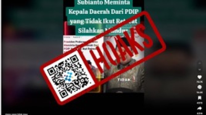 Hoaks Prabowo Minta Kepala Daerah yang Tak Ikut Retret untuk Mundur