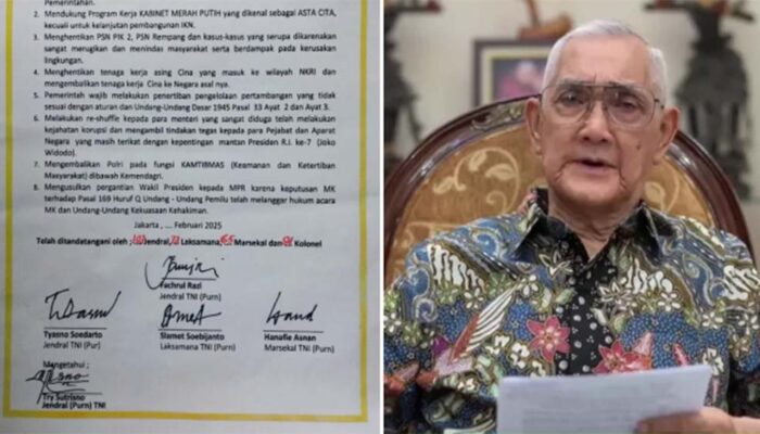 Restu Try Sutrisno terhadap Tuntutan Forum Purn TNI Desak Pencopotan Wapres Gibran Dibela Analis Militer & Kader PKS