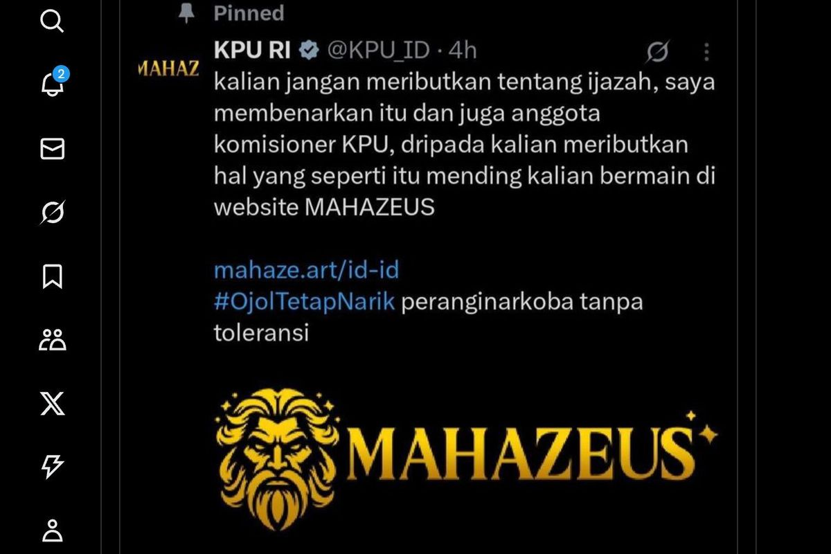 Akun X KPU Diretas, Muncul Promosi Judi dan Sindiran Ijazah Jokowi