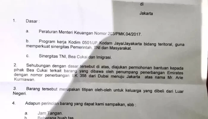 Heboh Surat Bea Cukai dari TNI, Ini Klarifikasi Kapendam Jaya