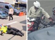 Viral Oknum Polantas Medan Guling-Guling di Aspal