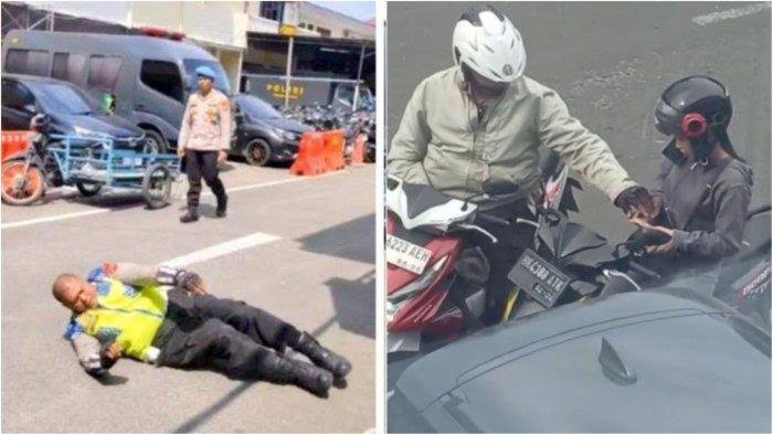 Viral Oknum Polantas Medan Guling-Guling di Aspal