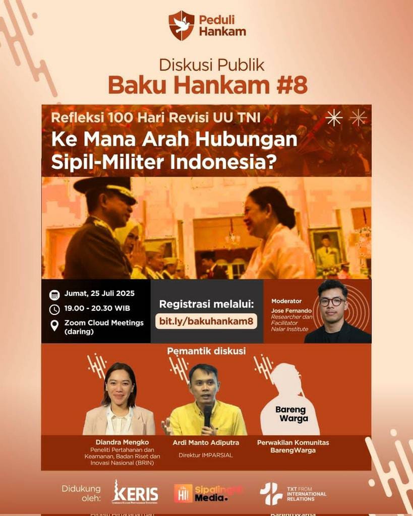 100 Hari Revisi UU TNI, Publik Didorong Kritisi Arah Hubungan Sipil-Militer