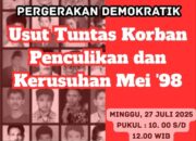 Forum Alumni PRD dan Tokoh Pergerakan Gelar Konferensi Pers Tuntut Penuntasan Kasus Penculikan dan Pemerkosaan Mei 1998