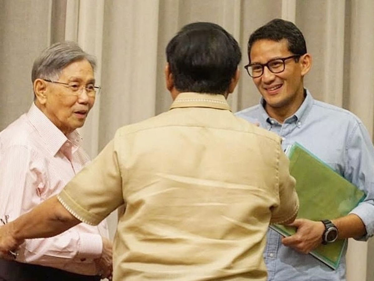 Kwik Kian Gie bersama Prabowo Subianto dan Sandiaga Uno