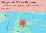 Gempa 5,8 Magnitudo Guncang Poso Sulawesi Tengah