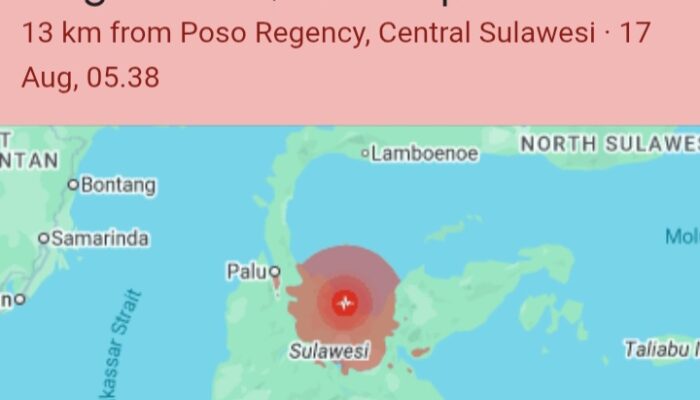 Gempa 5,8 Magnitudo Guncang Poso Sulawesi Tengah