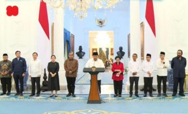 Presiden Prabowo Berikan Pernyataan Resmi Bareng Ketum Parpol, Kemana Wapres Gibran?