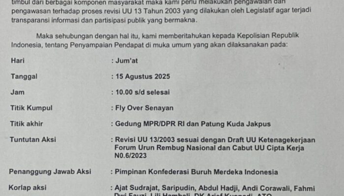 KBMI Gelar Aksi pada 15 Agustus 2025, Tuntut Revisi UU Ketenagakerjaan & Cabut Omnibus Law Cipta Kerja