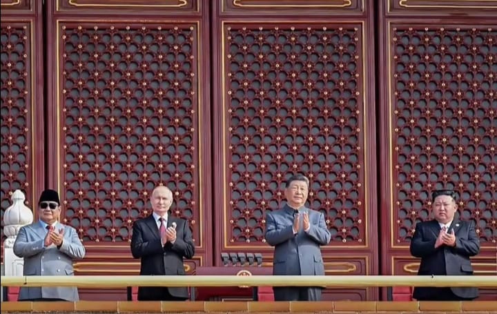 Presiden Prabowo Sejajar Putin, Xi Jinping dan Kim Jong Un Saksikan Parade Militer China