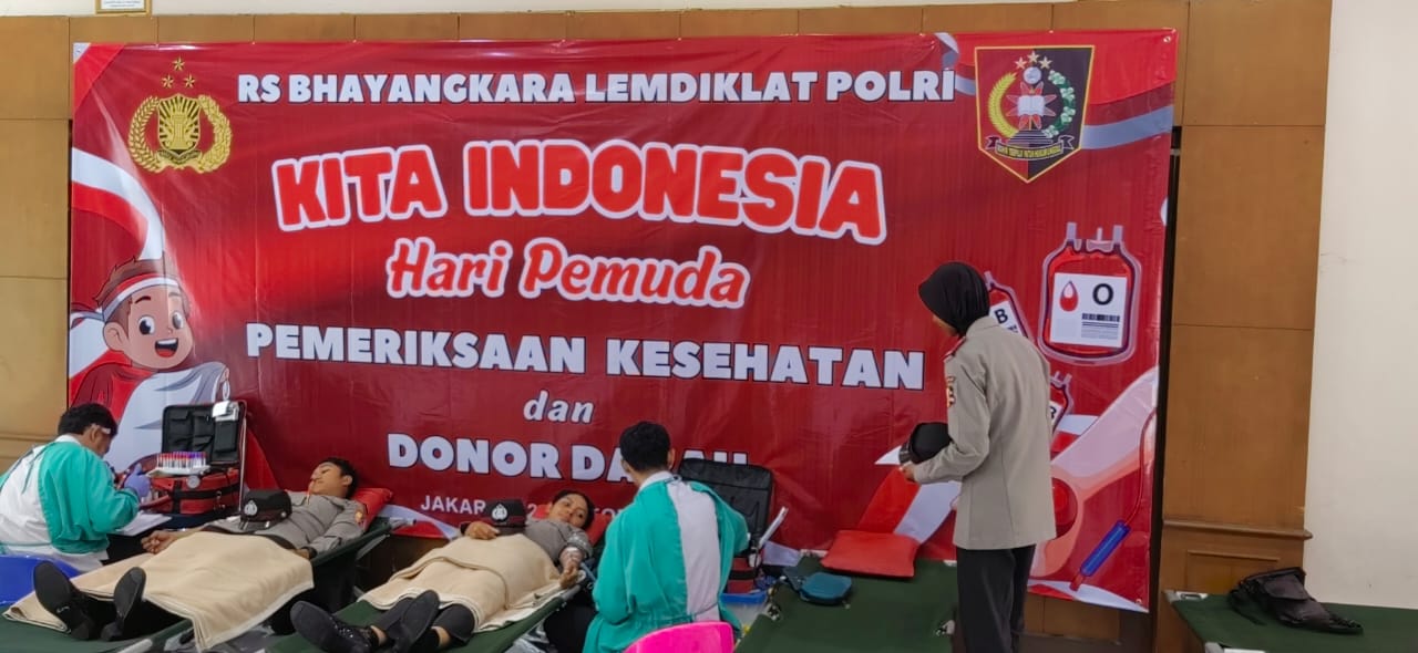 Donor Darah dan Pengobatan Gratis Warnai Peringatan Sumpah Pemuda di Lemdiklat Polri