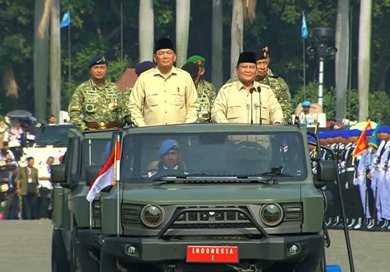 Presiden Prabowo Subianto saat Inspeksi Pasukan di HUT 80 TNI