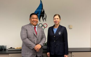 residen Indonesia Pingpong League (IPL) Petrus R. Golose dan Presiden Estonian Olympic Committee Kersti Kaljulaid