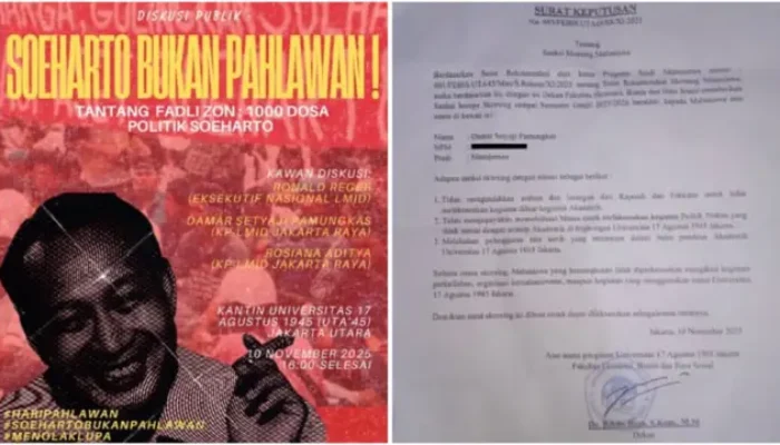 Mahasiswa UTA 45 Diskors Akibat Tolak Soeharto Jadi Pahlawan, Kemendikti Buka Suara