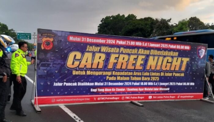 Jalur Puncak Bogor Terapkan Car Free Night Jelang Tahun Baru 2026