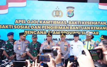 Kemitraan Polri dengan Ojek Online: Polda Lampung Gelar Bakti Sosial dan kesehatan pada Apel Ojol Kamtibmas Nasional 2025