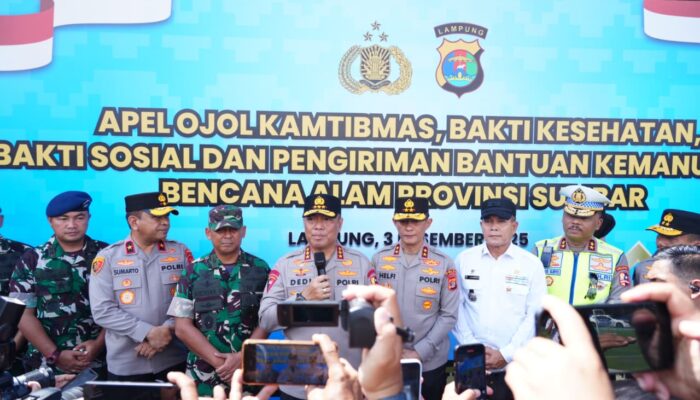 Kemitraan Polri dengan Ojek Online: Polda Lampung Gelar Bakti Sosial dan kesehatan pada Apel Ojol Kamtibmas Nasional 2025