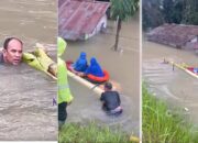 Aksi Heroik Kapolsek Selamatkan Lansia Terjebak Banjir