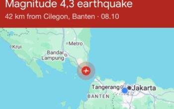 Gempa M 4,3 Guncang Anyer Banten, Belum Ada Laporan Kerusakan