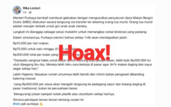 Hoaks: Menkeu Purbaya Bakal Transfer MBG ke Orang Tua Murid Rp300 Ribu Per Bulan