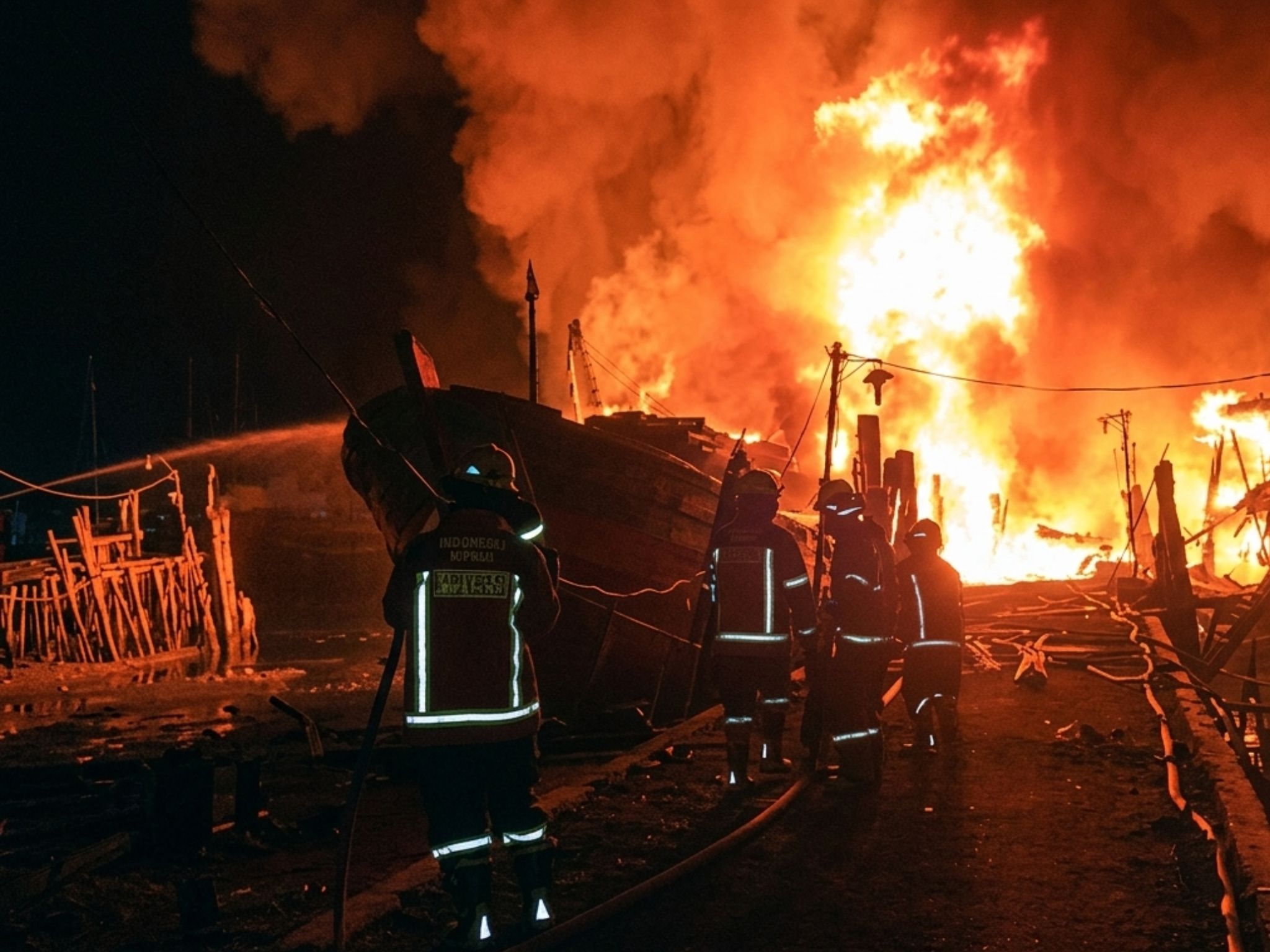 Kapal Nelayan Terbakar Di Belawan
