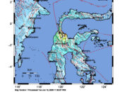 Info Gempa Mag: 6.7 – Pusat gempa berada di darat 42 km tenggara Palu