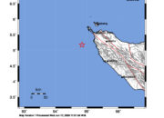 Info Gempa Mag: 3.9 – Pusat gempa berada di laut 85 km barat Jantho