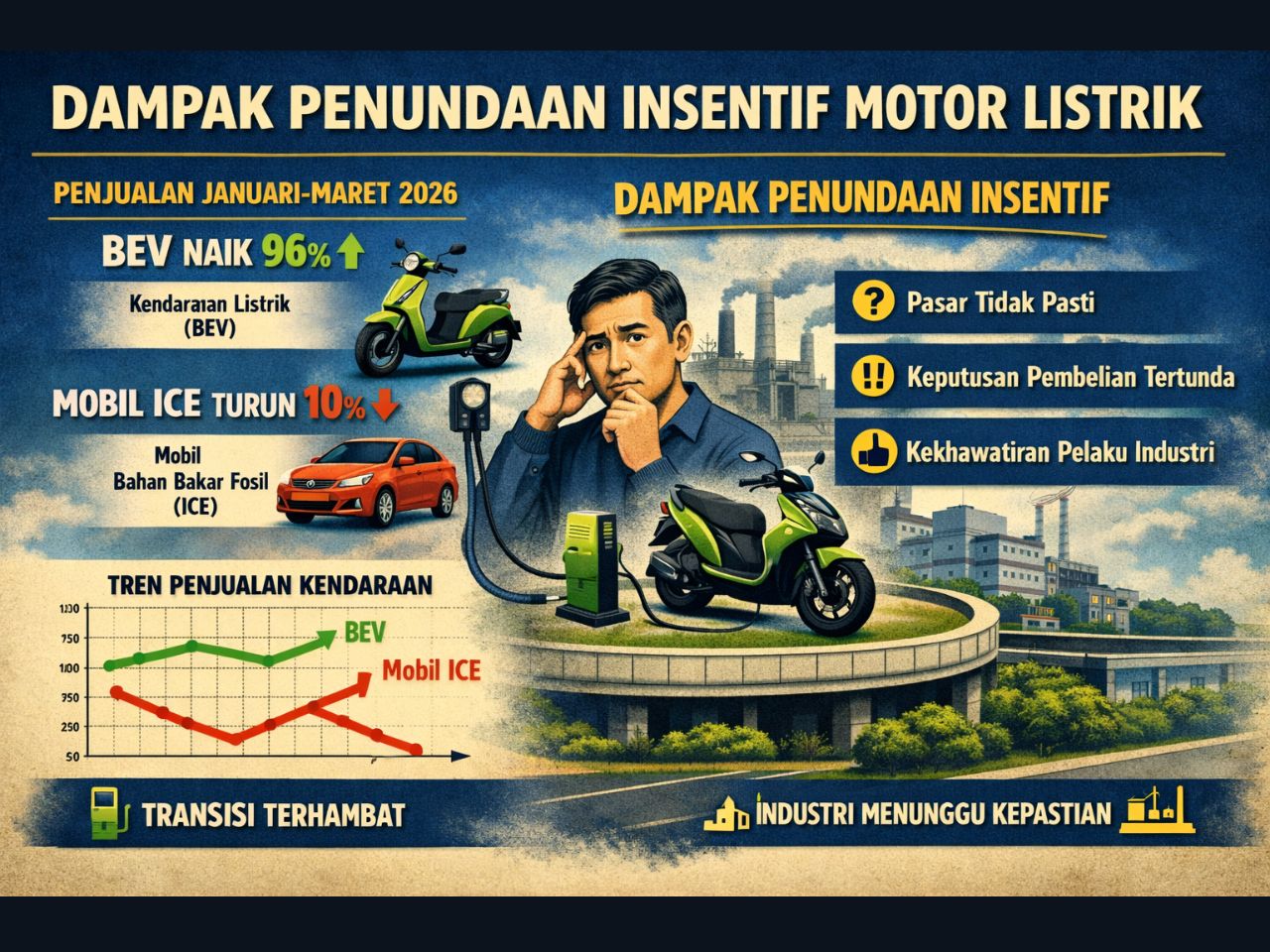 Infografik Dampak Penundaan Insentif Motor Listrik