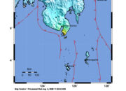 Info Gempa Mag: 6.4 – Pusat gempa berada di laut 221 km barat laut Pulau Karatung