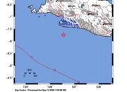 Info Gempa Mag: 4.3 – Pusat gempa berada di laut 83 km selatan Kab. Sukabumi